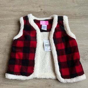 Goodlad fleece Toddler Girls Plaid Red Black Winter Festive Vest 2T 3T